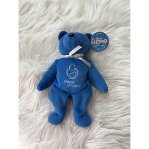 VTG Plush Bean Bag March of Dimes Be A Hero Blue Bear WalkAmerica 2001